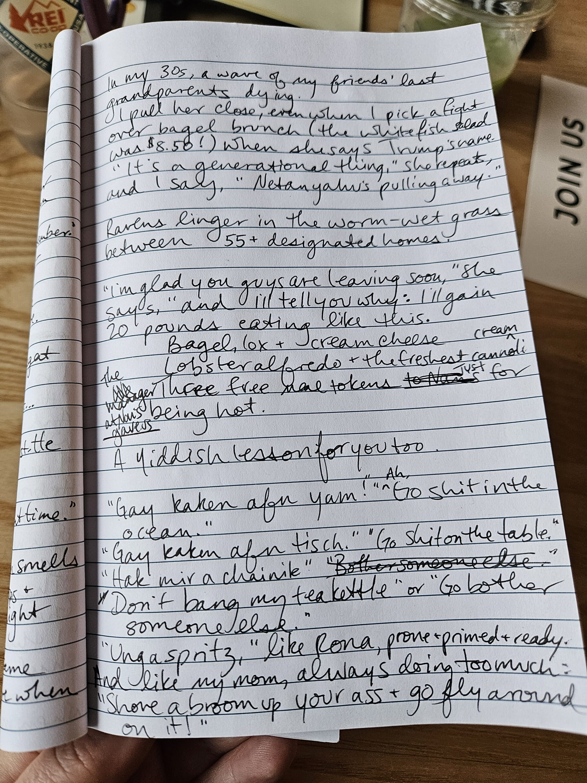 Notebook with handwritten notes